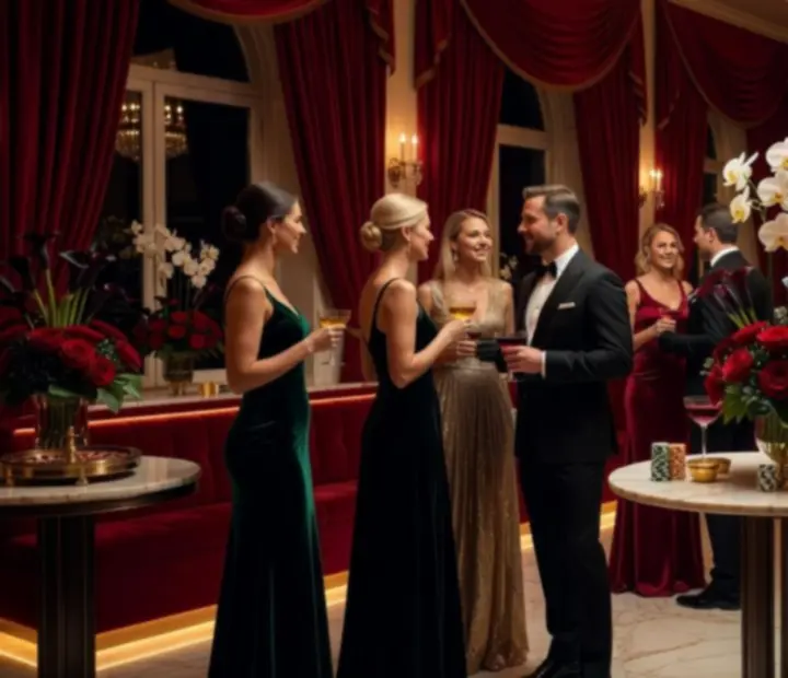 Elegantní kasinová atmosféra s hosty v luxusním prostředí