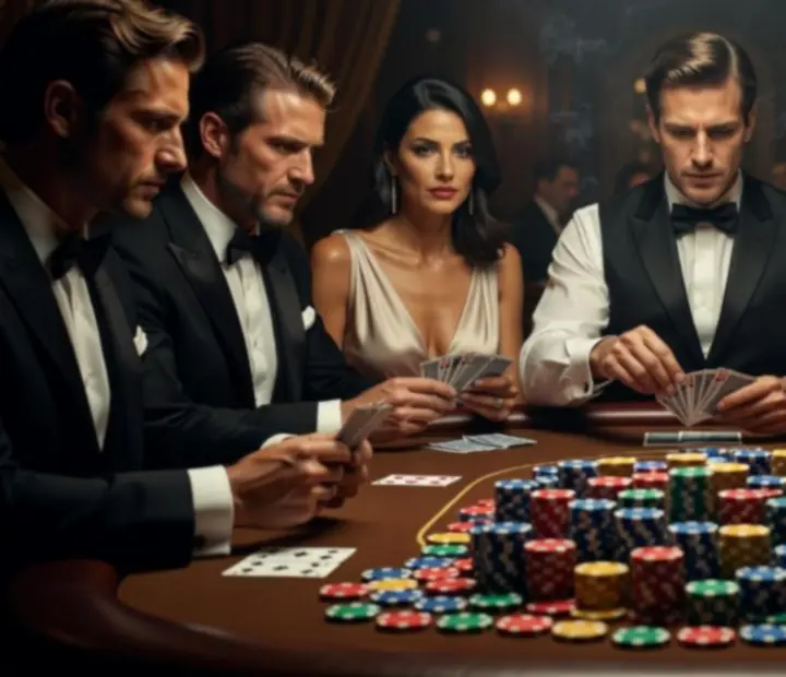 Profesionální fotografie z pokerového večera – rozdávání karet a nasvícený stůl