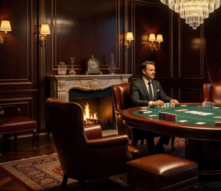 Soukromý salon připravený pro exkluzivní pokerový večer